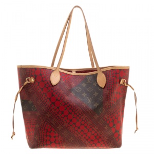 Louis Vuitton Rouge Monogram Canvas Limited Edition Yayoi Kusama Waves Neverfull MM Bag
