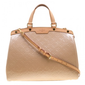 Pre Owned Louis Vuitton Rose Florentine Monogram Vernis Brea GM Bag