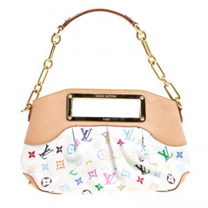 Pre Owned Louis Vuitton White Multicolor Monogram Canvas Judy MM Bag