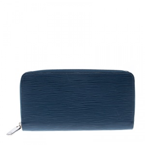 Pre Owned Louis Vuitton Cyan Epi Leather Zippy Wallet