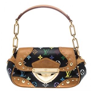 Pre Owned Louis Vuitton Black Multicolor Monogram Canvas Marilyn Bag