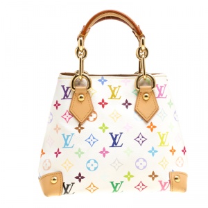 Pre Owned Louis Vuitton White Multicolor Monogram Canvas Audra Bag