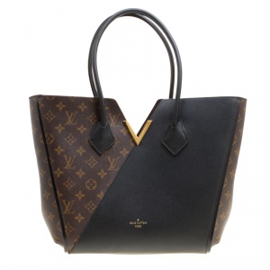 Pre Owned Louis Vuitton Brown/Black Monogram Canvas and Leather Kimono MM Bag 