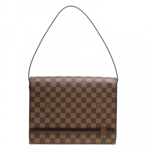 Pre Owned Louis Vuitton Damier Ebene Canvas and Leather Tribeca Carre Bag