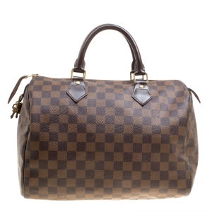 مملوكة مسبقًا Louis Vuitton Damier Ebene Canvas and Leather Speedy 30 Bag