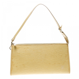 Pre Owned Louis Vuitton Yellow Epi Leather Pochette Accessories