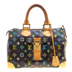 Louis Vuitton Black Multicolor Monogram Canvas Speedy 30