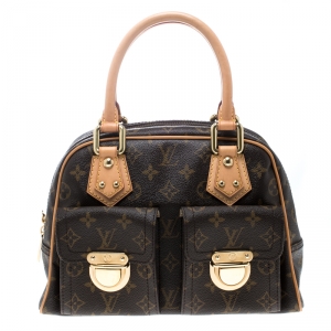 Pre Owned Louis Vuitton Monogram Canvas and Leather Manhattan PM Bag