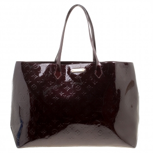 Pre Owned Louis Vuitton Amarante Monogram Vernis Wilshire GM Bag