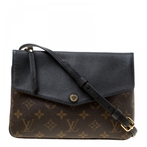 مملوكة مسبقًا Louis Vuitton Black Leather and Monogram Canvas Twinset Bag