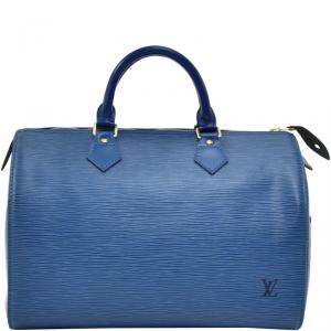 Pre Owned Louis Vuitton Toledo Blue Epi Leather Speedy 30 Bag