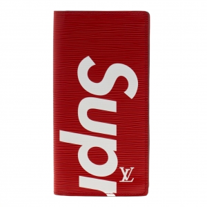 Louis Vuitton Red Epi Leather  X Supreme Slender Wallet