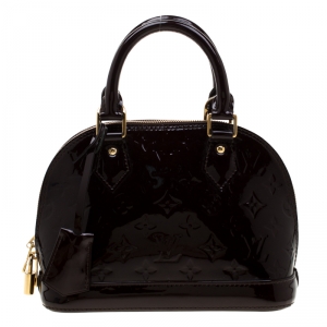 Pre Owned Louis Vuitton Black Monogram Vernis Alma BB Bag