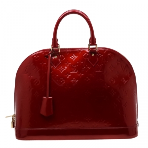 Pre Owned Louis Vuitton Pomme D’amour Monogram Vernis Alma GM Bag