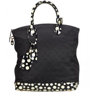 Pre Owned Louis Vuitton Black Monogram Satin Yayoi Kusama Dots Infinity Lockit Vertical MM Bag