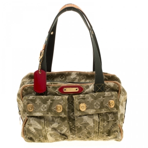 مملوكة مسبقًا Louis Vuitton Light Olive Green Monogramouflage Denim Limited Edition Jasmine Satchel