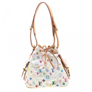 مملوكة مسبقًا Louis Vuitton White Monogram Leather Multicolore Petit Noe Bag