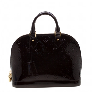 Pre Owned Louis Vuitton Amarante Monogram Vernis Leather Alma PM Bag