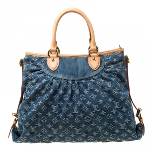 Pre Owned حقيبة لوي فيتون نوي كابي دنيم مونوغرامي زرقاء GM