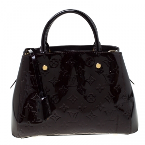 Pre Owned Louis Vuitton Amarante Monogram Vernis Montaigne BB Bag