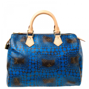 مملوكة مسبقًا Louis Vuitton Blue Monogram Canvas Limited Edition Yayoi Kusama Town Speedy 30 Bag
