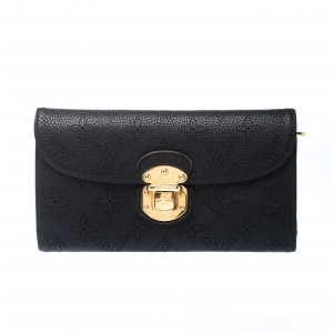 Louis Vuitton Black Monogram Mahina Leather Amelia Wallet