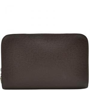 Pre Owned Louis Vuitton Moca Brown Taiga Leather Pochette Baikal Clutch