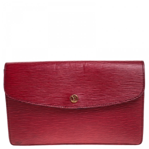 مملوكة مسبقًا Louis Vuitton Red Epi Leather Flap Clutch