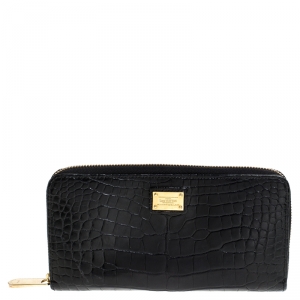 Pre Owned  Louis Vuitton Black Crocodile Leather Rare Zippy Wallet