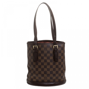 Pre Owned Louis Vuitton Damier Ebene Canvas Marais Bucket Bag 