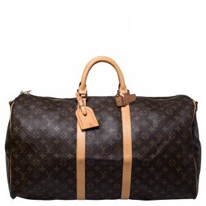 Pre Owned Louis Vuitton Monogram Canvas Keepall 55 Bandouliere Bag