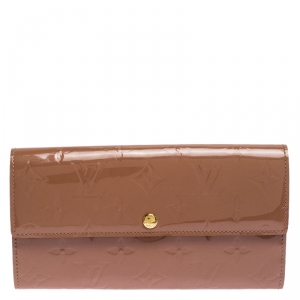Louis Vuitton Rose Velours Monogram Vernis Sarah Wallet