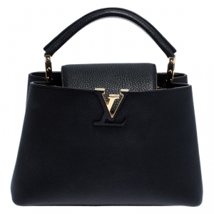 Pre Owned Louis Vuitton Black Taurillon Leather Capucines PM Bag