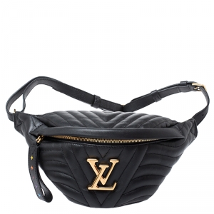 Pre Owned Louis Vuitton Black Leather New Wave Bumbag