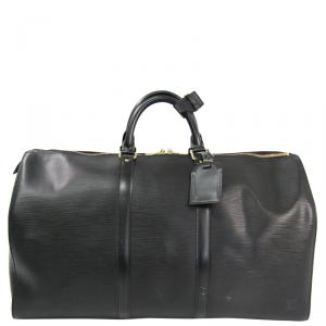 Pre Owned Louis Vuitton Noir Epi Leather Keepall 50 Bag