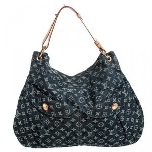 Pre Owned Louis Vuitton Monogram Blue Denim Daily GM Bag