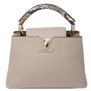 Pre Owned Louis Vuitton Galet Taurillon Leather and Python Capucines BB Bag