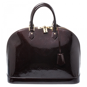 Pre Owned Louis Vuitton Amarante Monogram Vernis Alma GM Bag