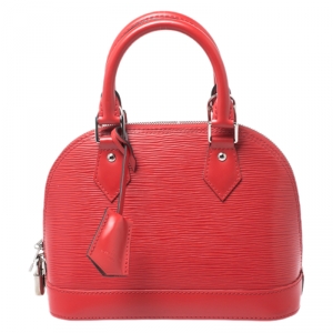 Pre Owned Louis Vuitton Coquelicot Epi Leather Alma BB Bag