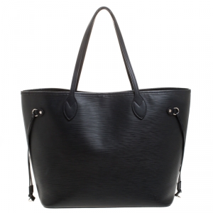 Louis Vuitton Black Epi Leather Neverfull MM Bag with Pouch