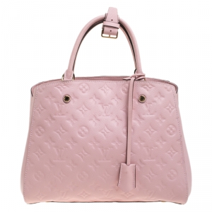 Pre Owned Louis Vuitton Beige Rose Monogram Empreinte Leather Montaigne MM