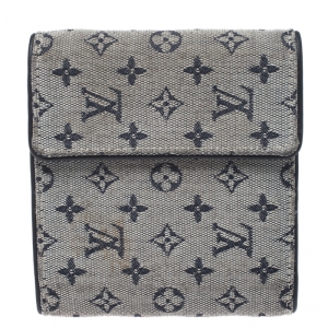 Louis Vuitton Blue Mini Lin Canvas Compact Wallet 