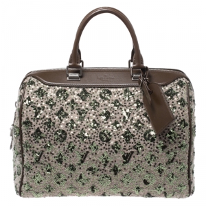 Louis Vuitton Khaki Brown Sequin Monogram Limited Edition Sunshine Express Speedy Bag