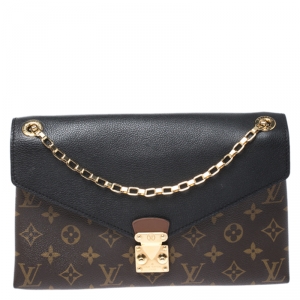 Pre Owned Louis Vuitton Black Monogram Canvas Pallas Chain Bag