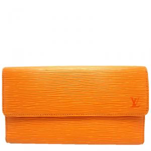 Louis Vuitton Mandarin Yellow Epi Leather Tri-Fold Wallet 