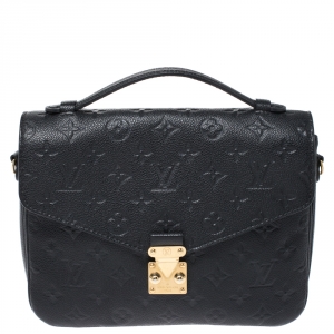 Pre Owned Louis Vuitton Black Monogram Empriente Leather Pochette Metis Bag