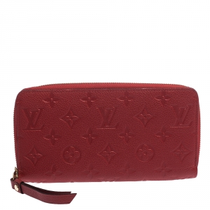 مملوكة مسبقًا Louis Vuitton Scarlet Red Monogram Empreinte Leather Clemence Wallet