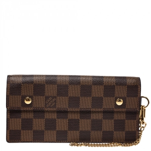 مملوكة مسبقًا Louis Vuitton Damier Ebene Canvas Portefeuille Accordeon Long Chain Wallet