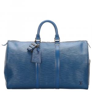 Louis Vuitton Toldeo Blue Epi Leather Keepall 45 Bag