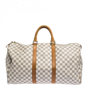 Pre Owned Louis Vuitton Damier Azur Canvas Keepall 50 Duffel Bag